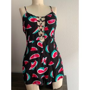 *NWT Millau Black M Cute Watermelon Design Romper*